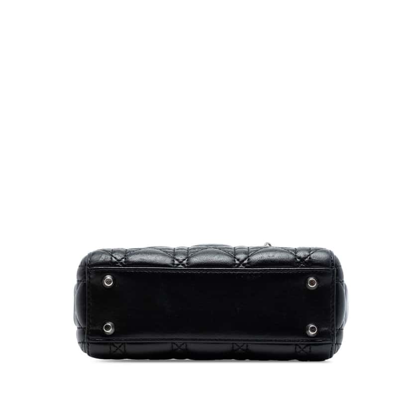 Dior Mini Lambskin Cannage Lady Dior Black Leather Very good condition - Inside View