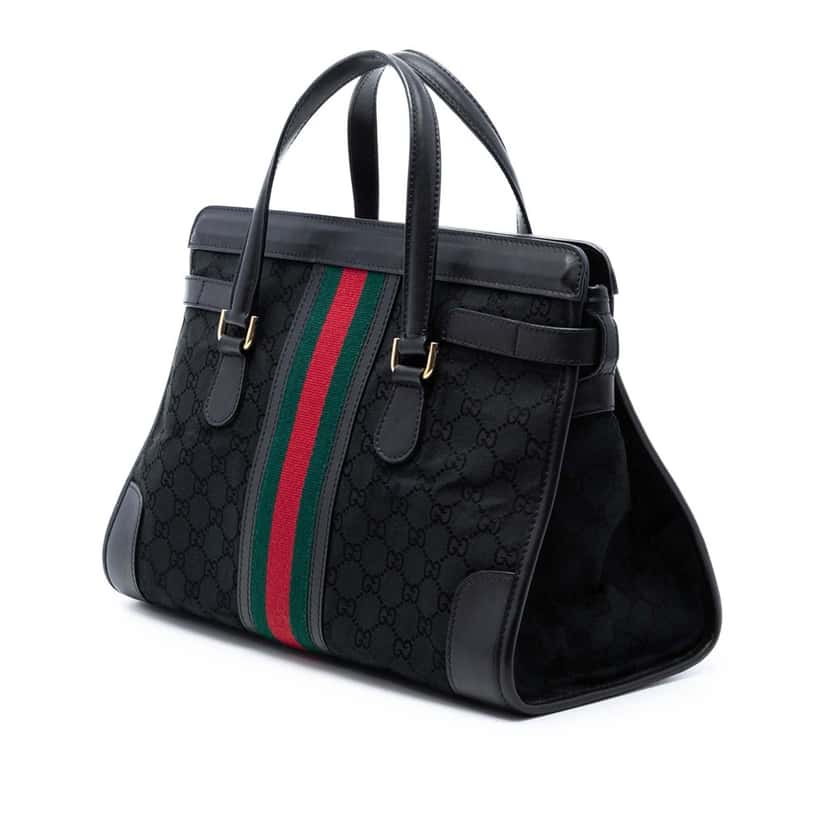 Gucci GG Canvas Web Satchel Black Very good condition - Back View
