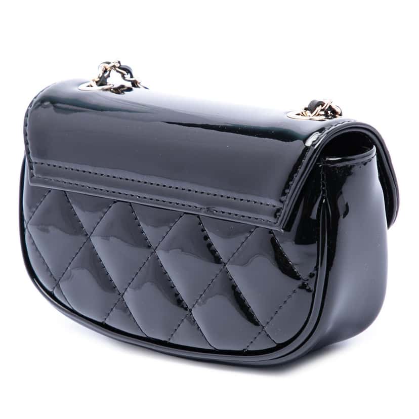 Chanel Mini CC Quilted Patent Single Flap Black Leather Very good condition - Back View