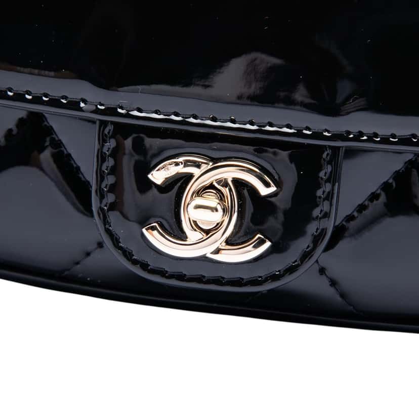 Chanel Mini CC Quilted Patent Single Flap Black Leather Very good condition - Box View