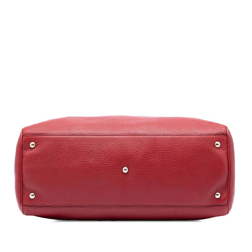 Gucci Large Calfskin Bamboo Shopper Satchel Red Leather Very good condition - Inside View