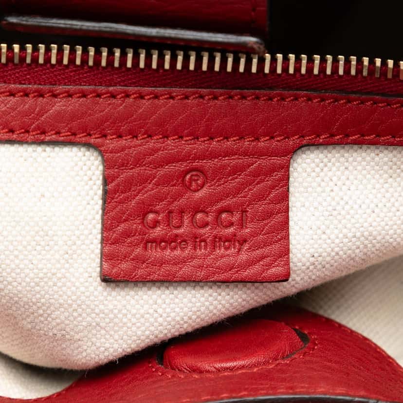 Gucci Large Calfskin Bamboo Shopper Satchel Red Leather Very good condition - Box View