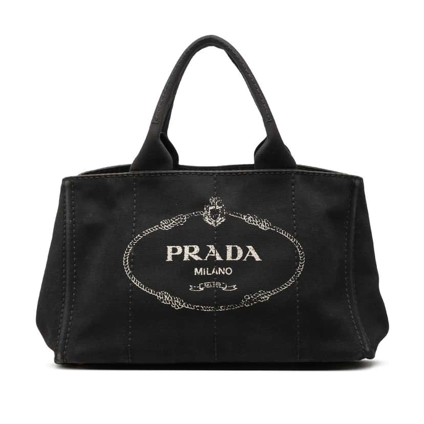 Prada Canvas Canapa Logo Satchel Black Very good condition - Front View