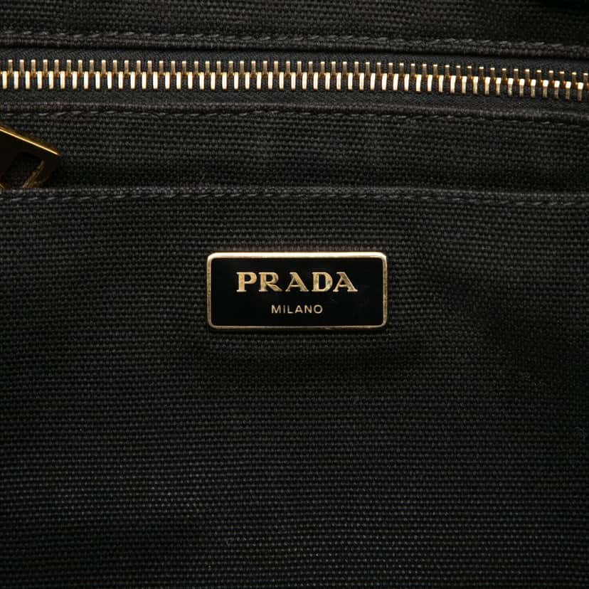 Prada Canvas Canapa Logo Satchel Black Very good condition - Box View