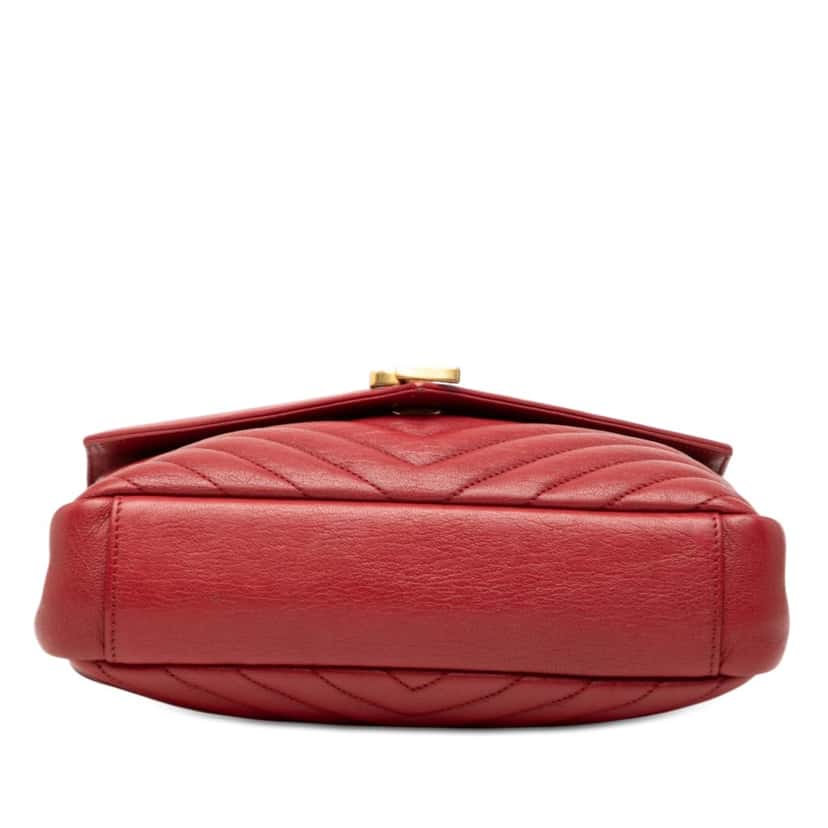 Saint Laurent Medium Chevron Sheepskin Monogram College Satchel Red Leather Very good condition - Inside View