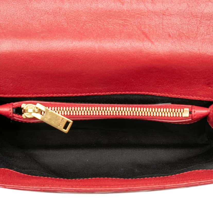 Saint Laurent Medium Chevron Sheepskin Monogram College Satchel Red Leather Very good condition - Model View