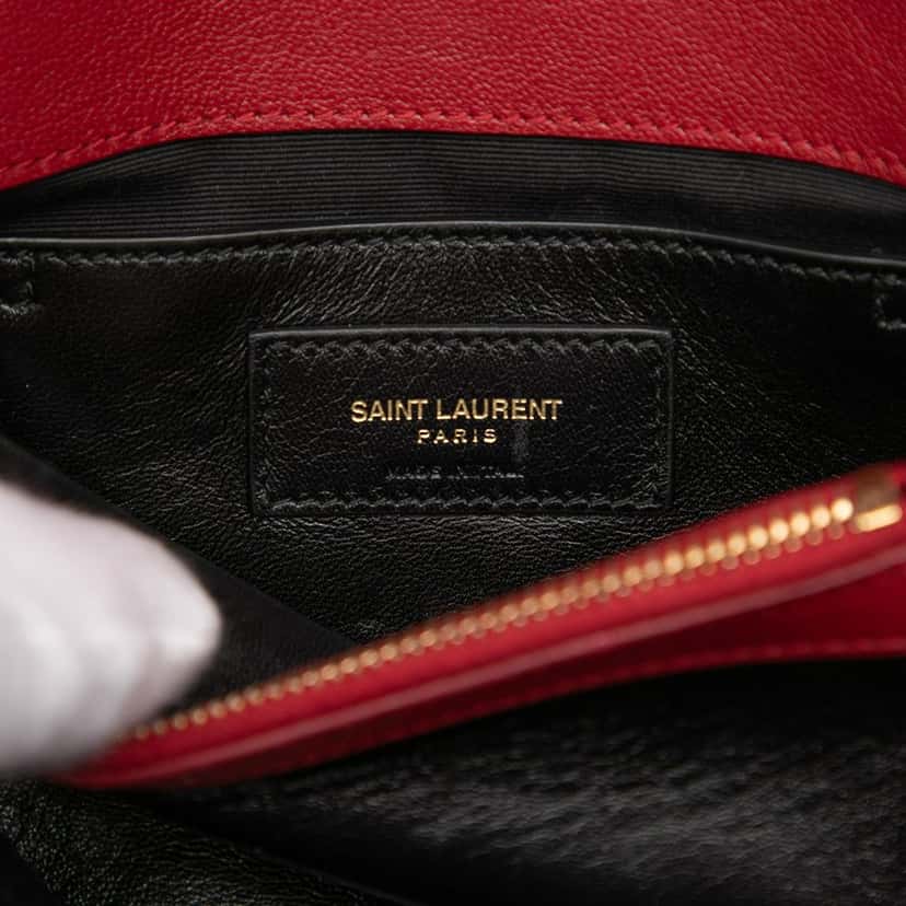 Saint Laurent Medium Chevron Sheepskin Monogram College Satchel Red Leather Very good condition - Box View