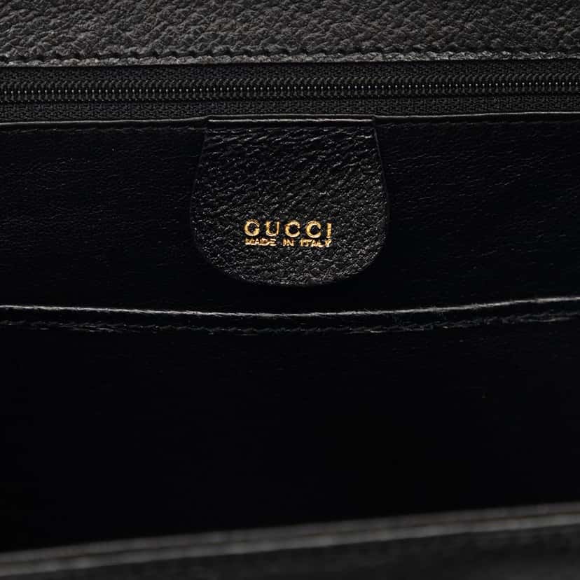Gucci Small Grained Calfskin Bamboo Night Black Leather Very good condition - Box View