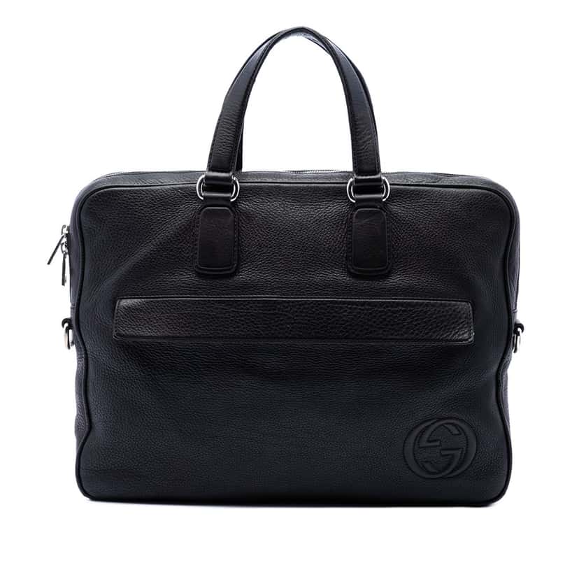 Gucci Calfskin Soho Briefcase Black Leather Very good condition - Front View