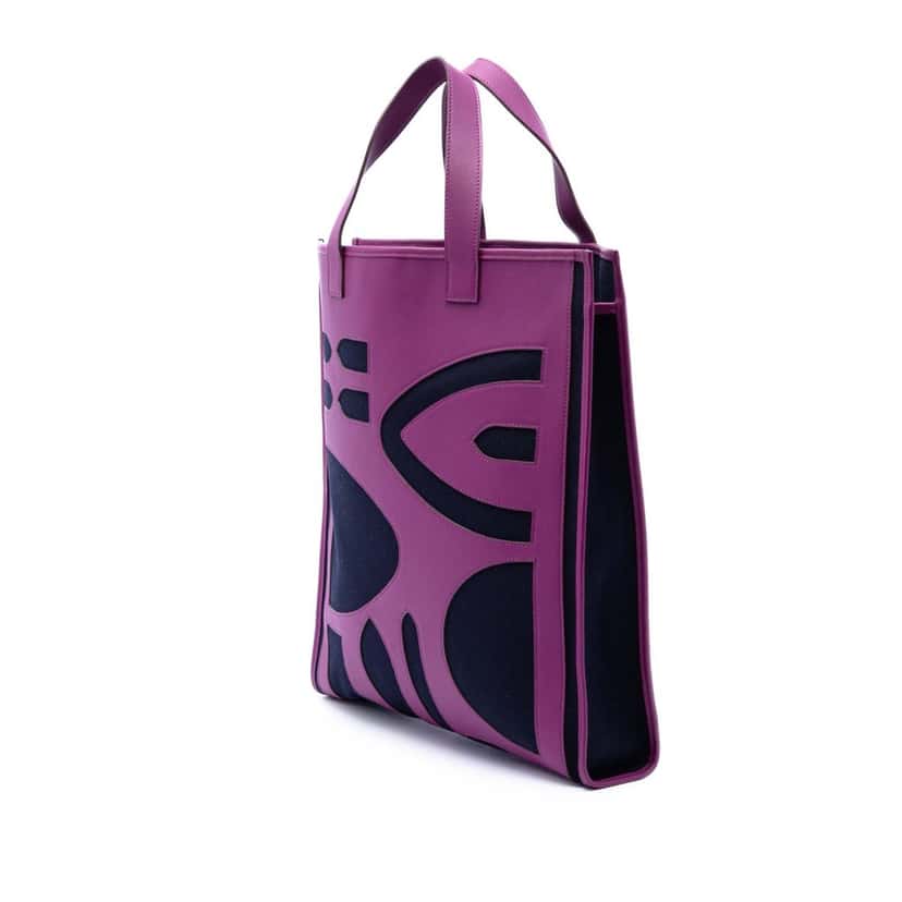 Hermès Epsom and Felt Petit H Skeleton Vertical Tote GM Purple Leather Very good condition - Back View