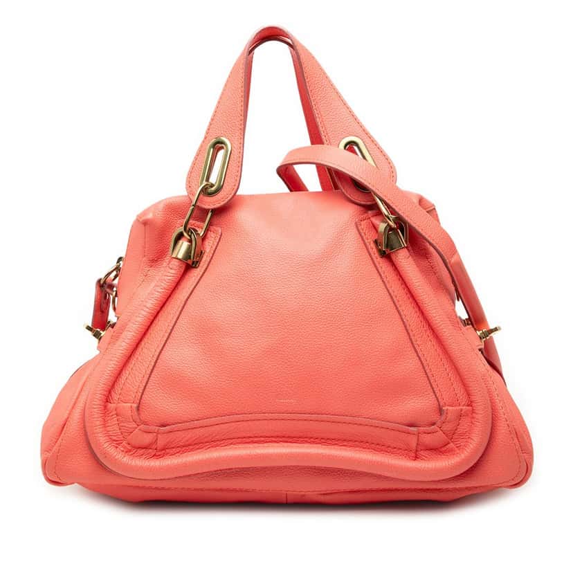 Chloé Medium Leather Paraty Satchel Orange Leather Very good condition - Front View