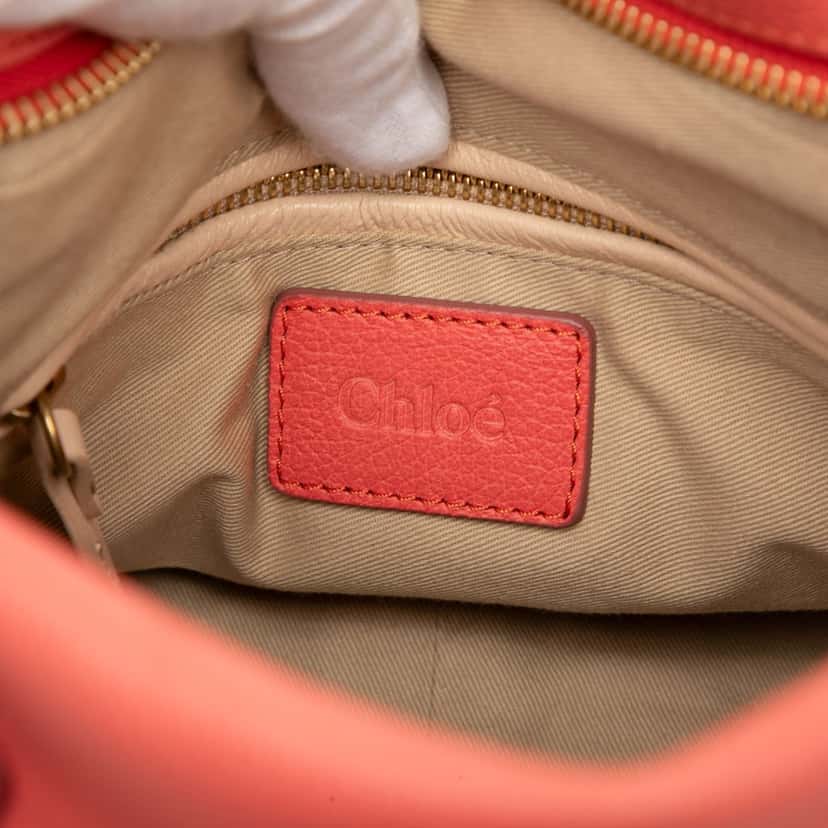 Chloé Medium Leather Paraty Satchel Orange Leather Very good condition - Box View