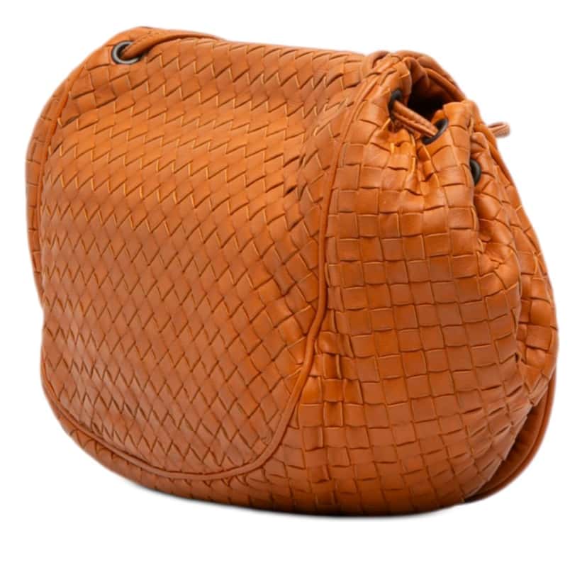 Bottega Veneta Nappa Intrecciato Flap Crossbody Orange Leather Very good condition - Back View