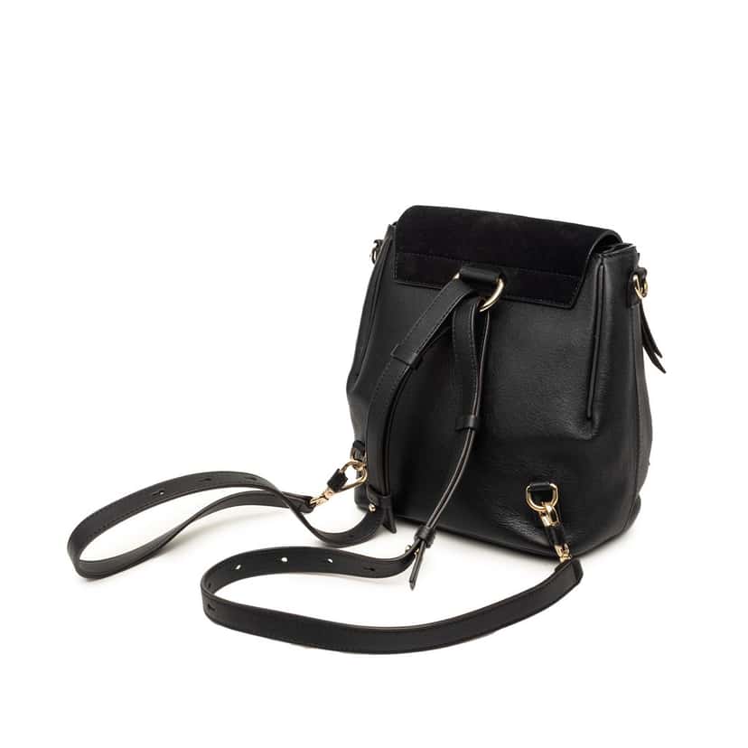 Chloé Medium Calfskin and Suede Faye Backpack Black Leather Good condition - Back View