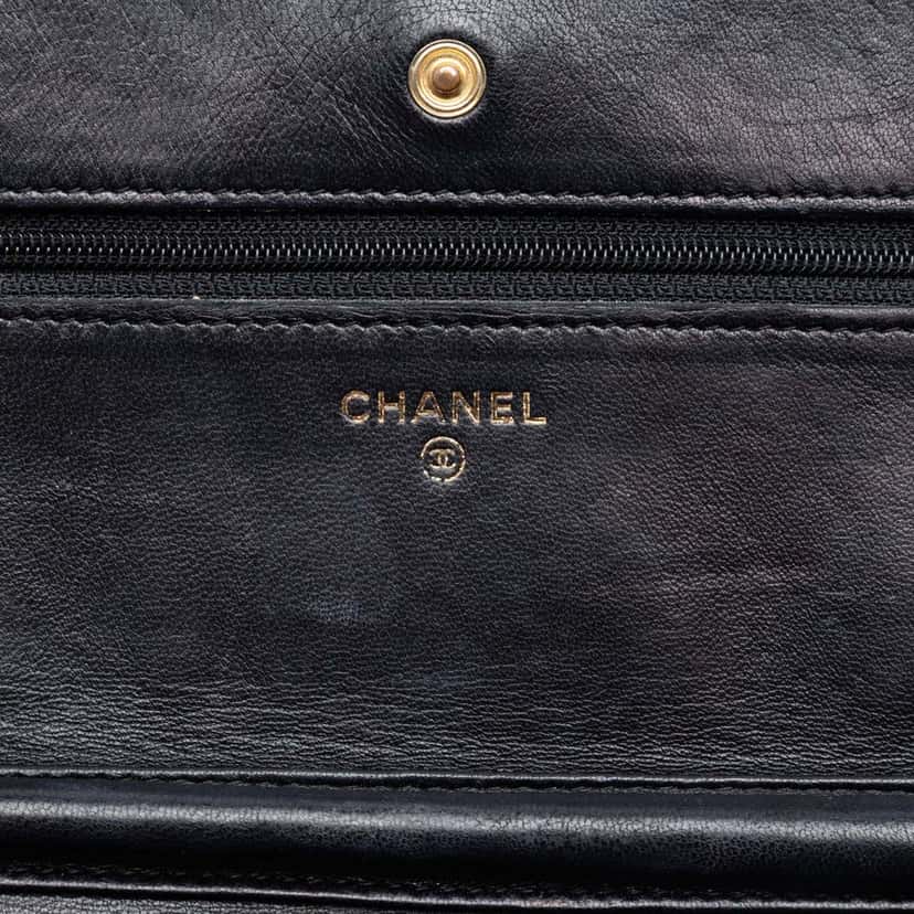 Chanel CC Quilted Lambskin Wallet On Chain Black Leather Very good condition - Box View