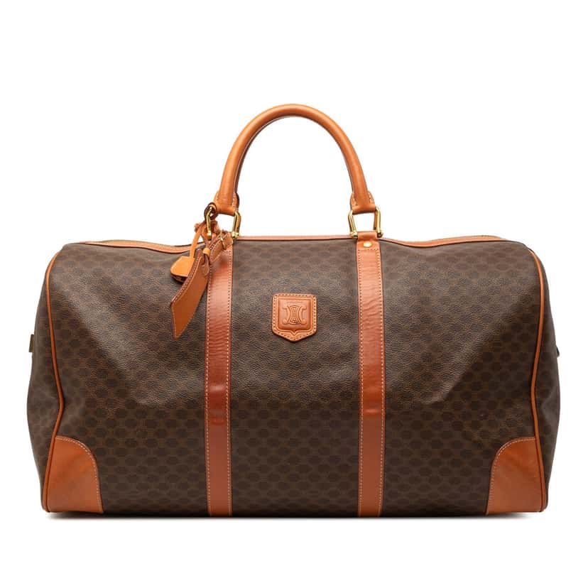 Celine Macadam Coated Canvas Boston Bag Brown Very good condition - Front View