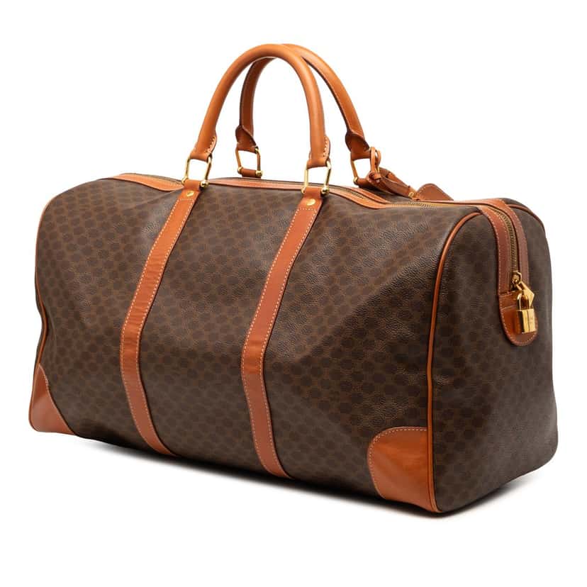Celine Macadam Coated Canvas Boston Bag Brown Very good condition - Back View