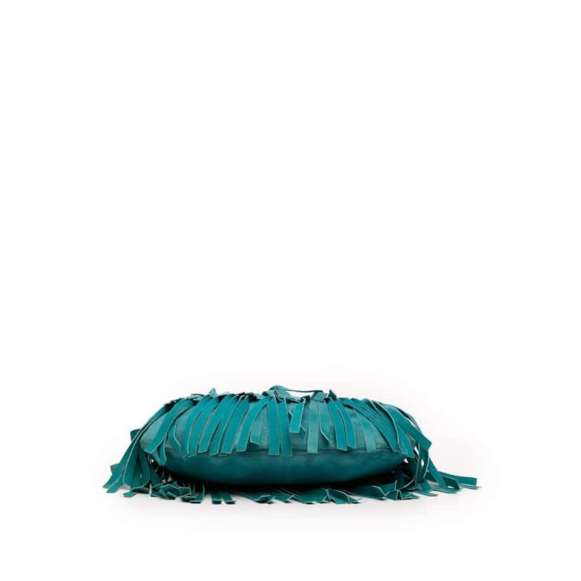 Saint Laurent Suede La Boheme Fringe Hobo Blue Leather Good condition - Inside View