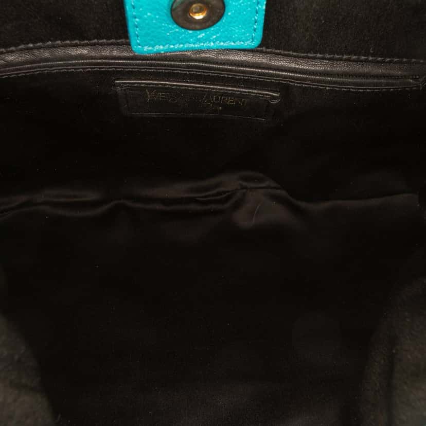 Saint Laurent Suede La Boheme Fringe Hobo Blue Leather Good condition - Model View