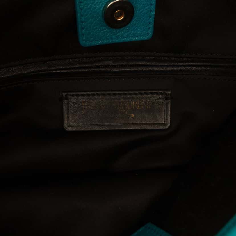 Saint Laurent Suede La Boheme Fringe Hobo Blue Leather Good condition - Box View
