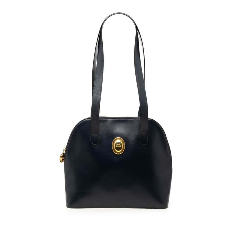 Dior Leather Logo Shoulder Bag Black Leather Very good condition - Front View
