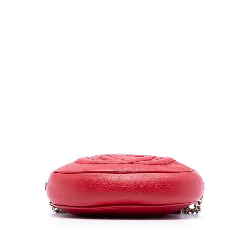 Gucci Mini Pebbled Calfskin Soho Chain Crossbody Red Leather Very good condition - Inside View