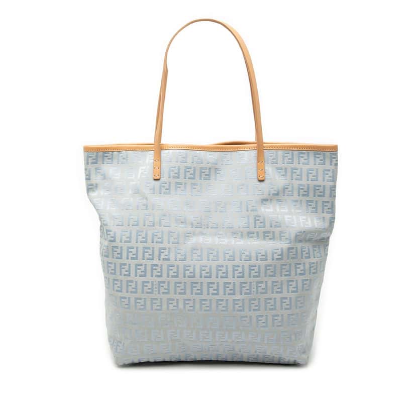 Fendi Small Zucchino Canvas Roll Tote Blue Very good condition - Front View