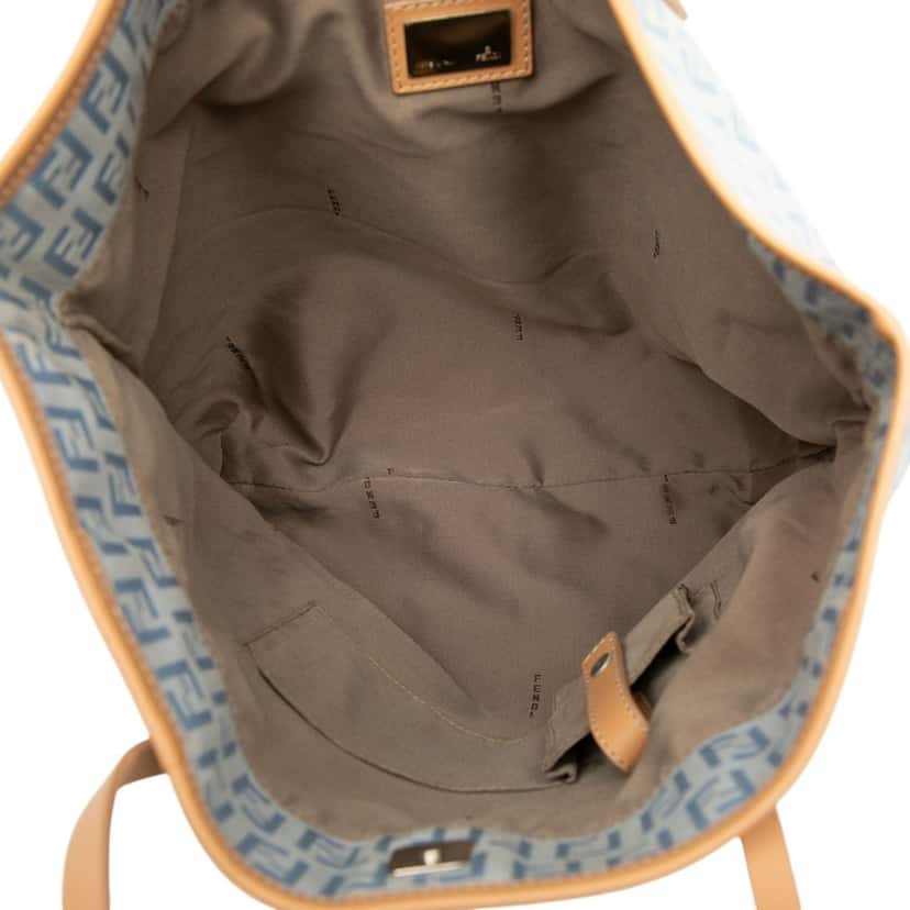 Fendi Small Zucchino Canvas Roll Tote Blue Very good condition - Model View