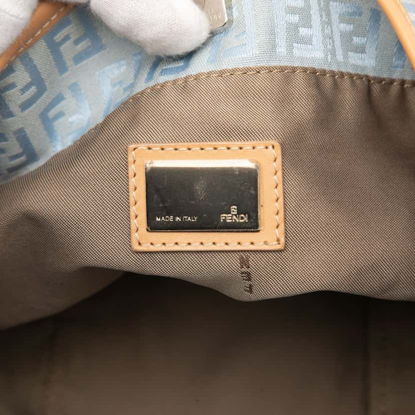 Fendi Small Zucchino Canvas Roll Tote Blue Very good condition - Box View