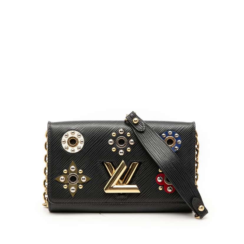 Louis Vuitton Epi Mechanical Flowers Twist Chain Wallet Black Leather Very good condition - Front View