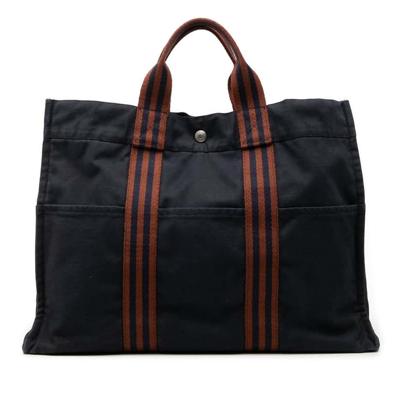 Hermès Canvas Fourre Tout MM Blue Very good condition - Front View