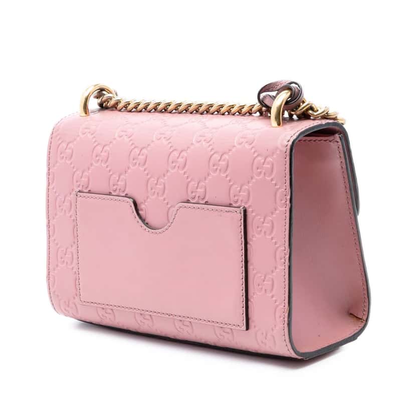 Gucci Small Guccissima Padlock Crossbody Pink Leather Very good condition - Back View