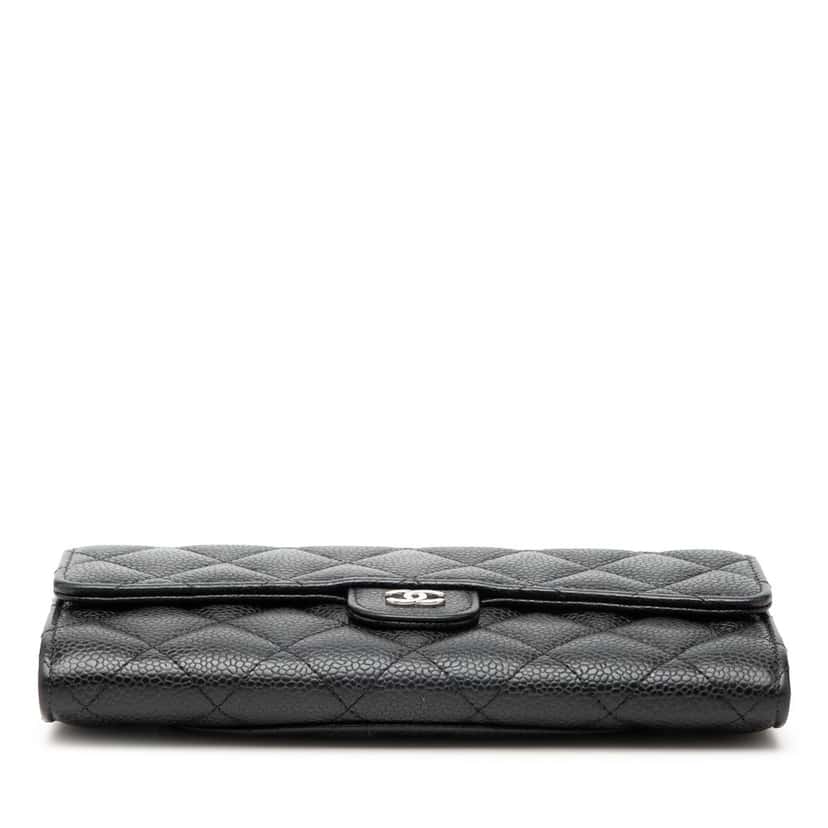 Chanel CC Quilted Caviar Classic Flap Wallet Black Leather Very good condition - Inside View