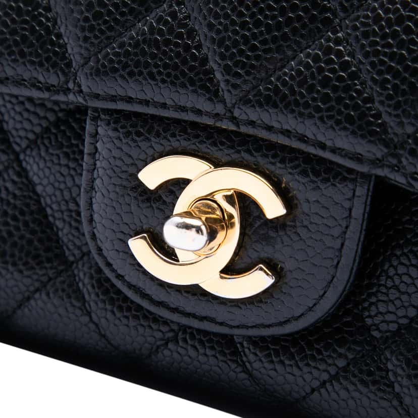 Chanel Medium Classic Caviar Double Flap Black Leather Very good condition - Box View