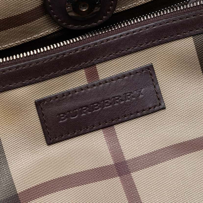 Burberry Small Smoke Check Coated Canvas Canterbury Tote Brown Very good condition - Box View