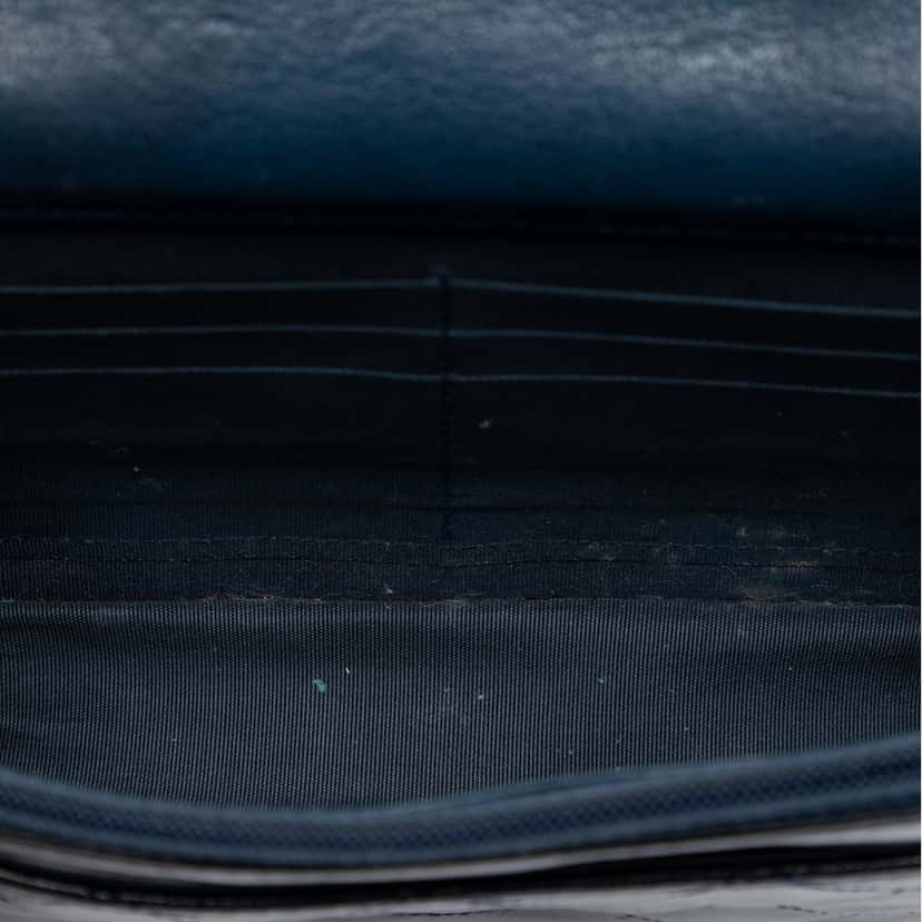 Chanel Quilted Patent and Goatskin CC Eyelet Wallet On Chain Blue Leather Very good condition - Model View