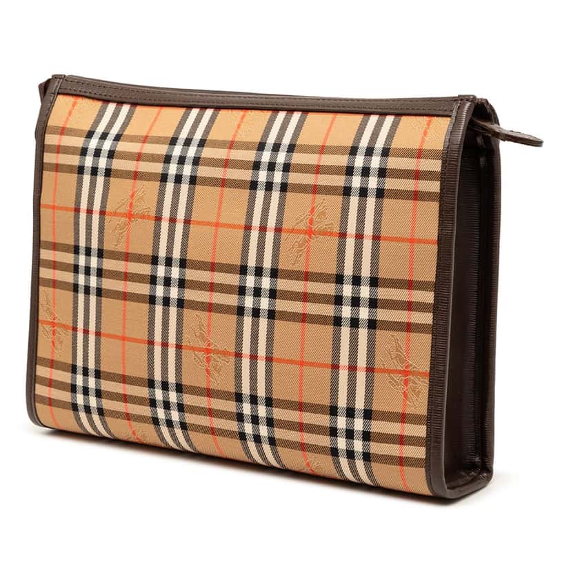 Burberry Haymarket Check Canvas Clutch Beige Good condition - Back View