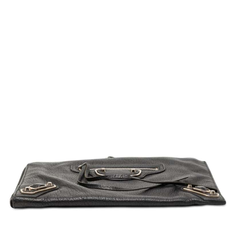 Balenciaga Chevre Motocross Classic Metallic Edge Clutch Black Leather Very good condition - Inside View