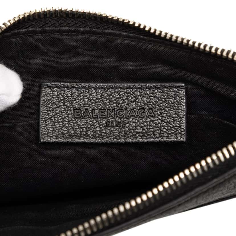 Balenciaga Chevre Motocross Classic Metallic Edge Clutch Black Leather Very good condition - Box View