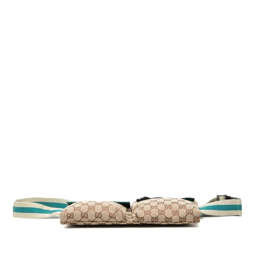 Gucci GG Canvas Web Double Pocket Belt Bag Beige Very good condition - Inside View