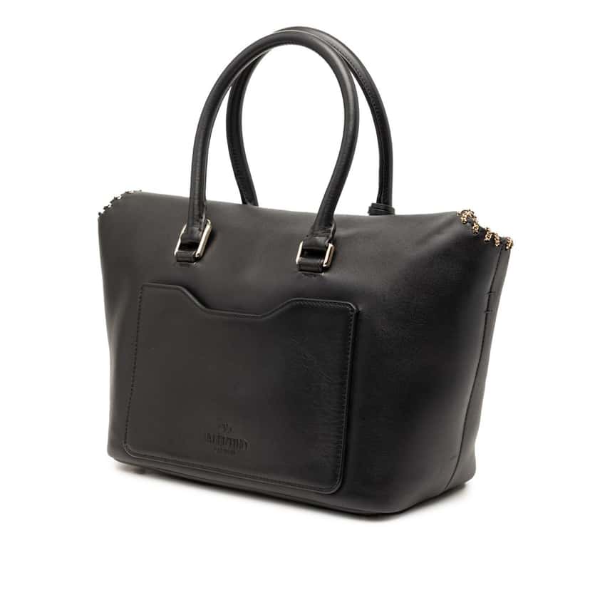 Valentino Leather Demilune Whipstitch Satchel Black Leather Very good condition - Back View