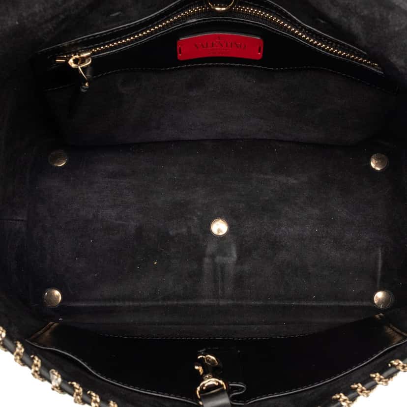 Valentino Leather Demilune Whipstitch Satchel Black Leather Very good condition - Model View