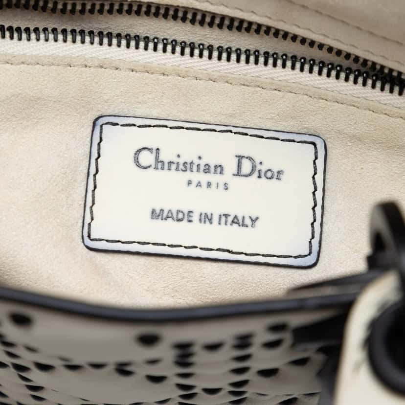 Dior Mini Ultra Matte Calfskin Cannage Studded Supple Lady Dior White Leather Very good condition - Box View