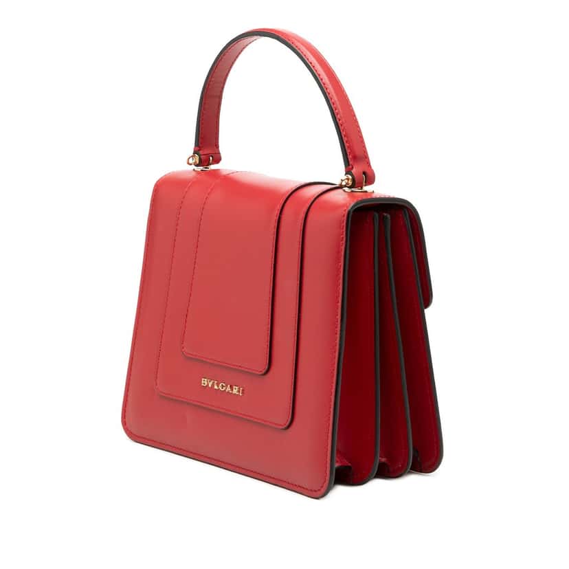 Bvlgari Small Calfskin Serpenti Forever Top Handle Bag Red Leather Very good condition - Back View