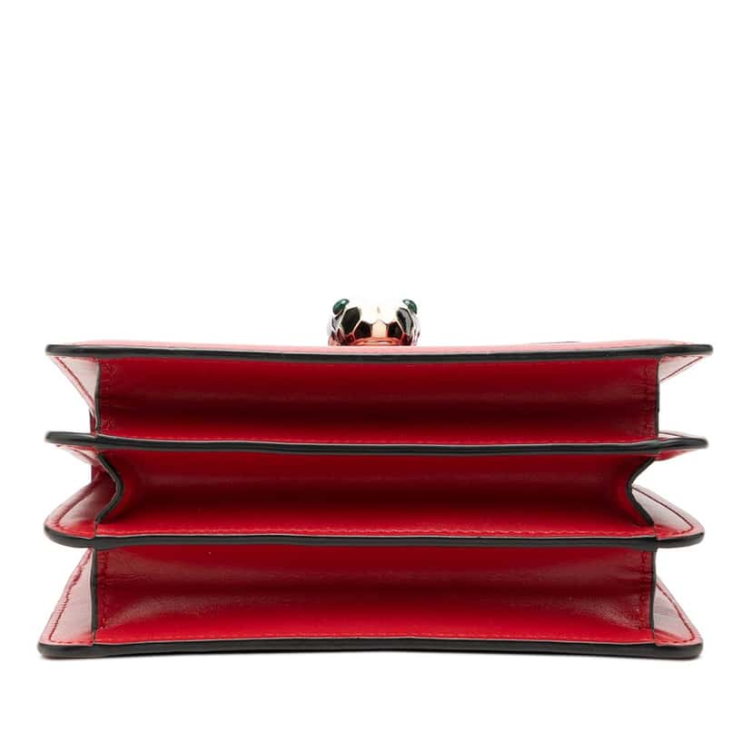 Bvlgari Small Calfskin Serpenti Forever Top Handle Bag Red Leather Very good condition - Inside View