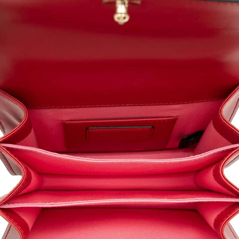 Bvlgari Small Calfskin Serpenti Forever Top Handle Bag Red Leather Very good condition - Model View