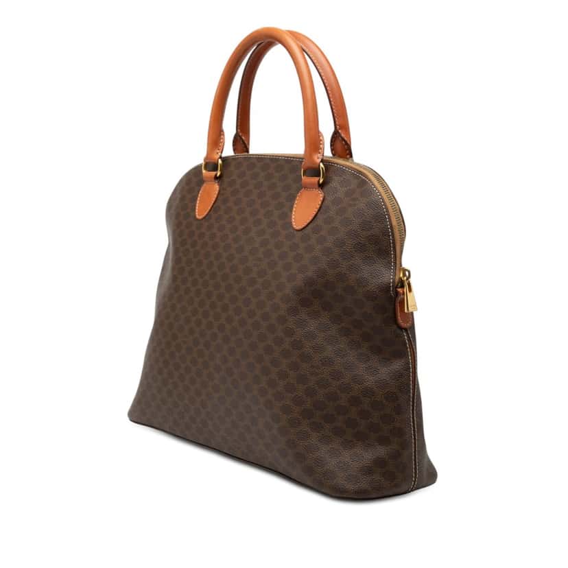 Celine Macadam Coated Canvas Dome Satchel Brown Very good condition - Back View