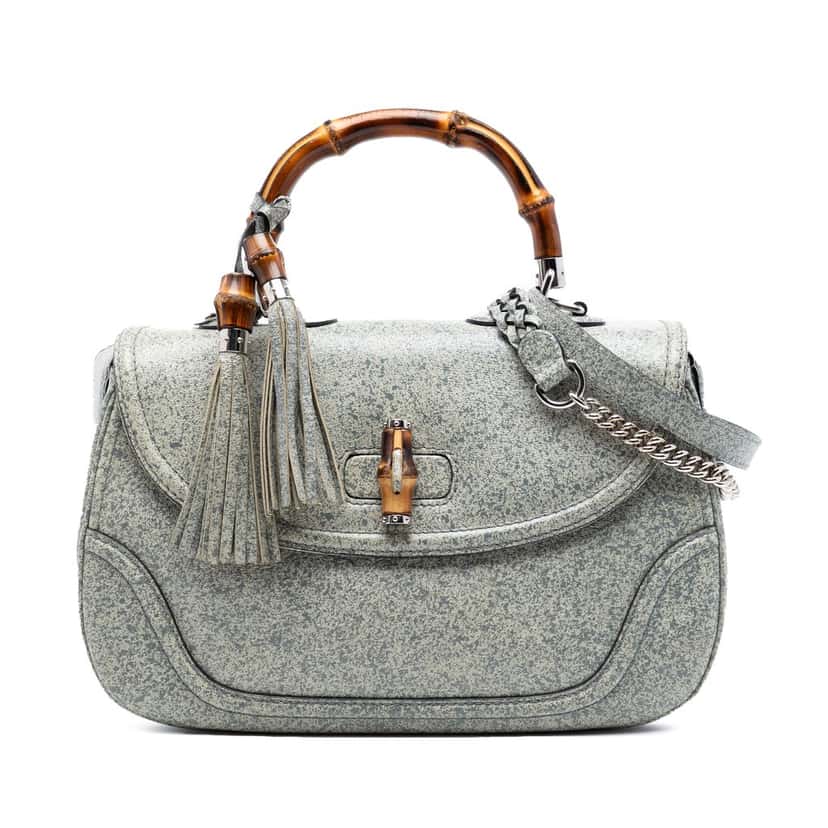 Gucci Large Speckled Leather New Bamboo Top Handle Bag Other Leather Very good condition - Front View