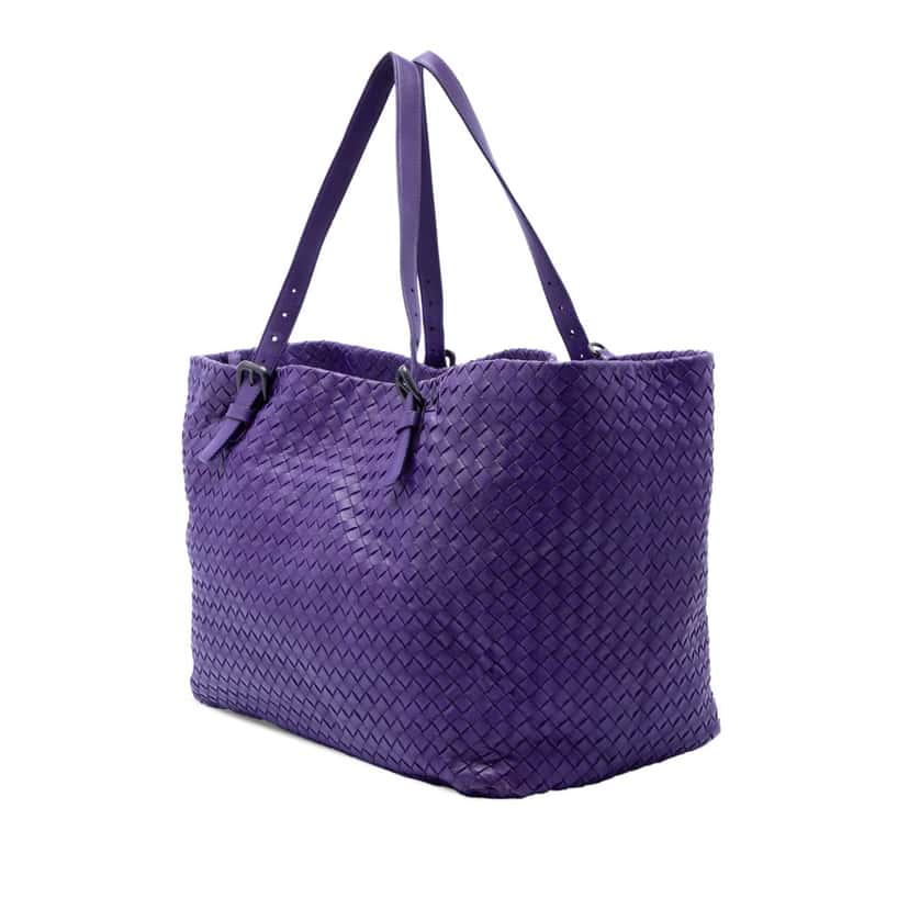 Bottega Veneta Large Nappa Intrecciato Cesta Tote Purple Leather Very good condition - Back View