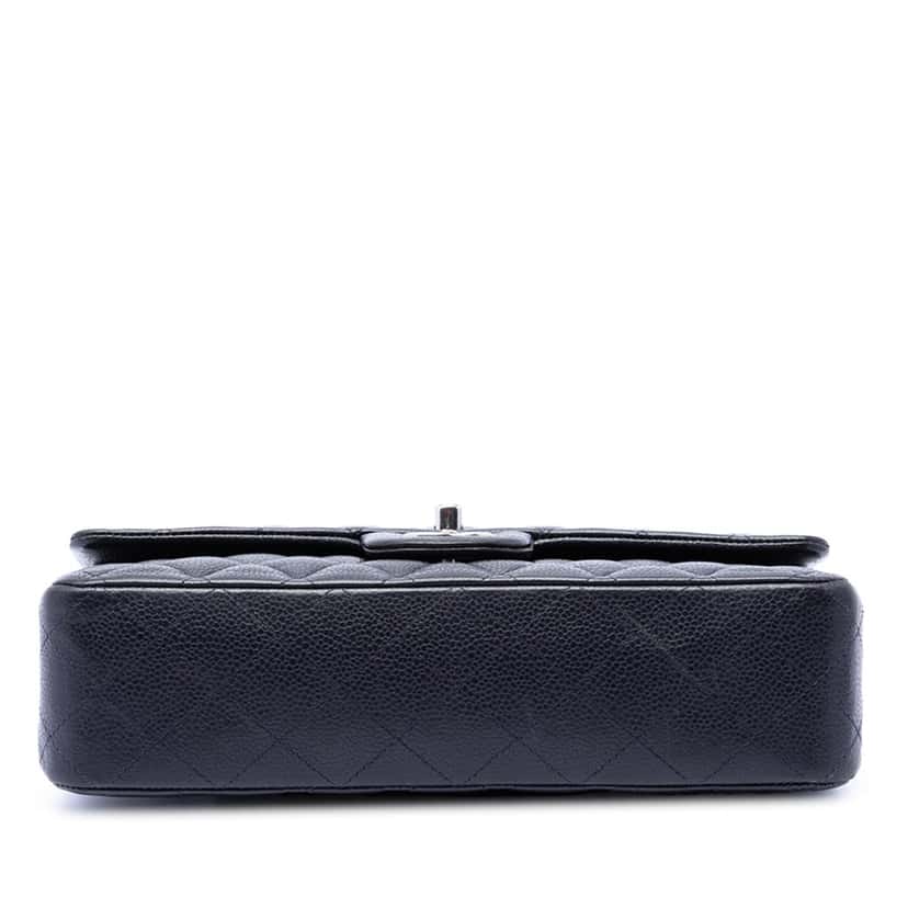 Chanel Medium Classic Caviar Double Flap Blue Leather Good condition - Inside View